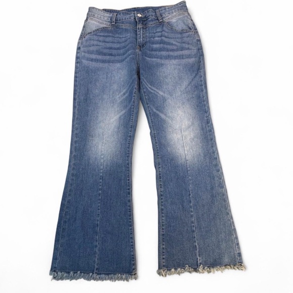 Denim - Western Front Seam Wide Leg Bootcut Jeans Women’s XL Boho Indie Frayed Denim